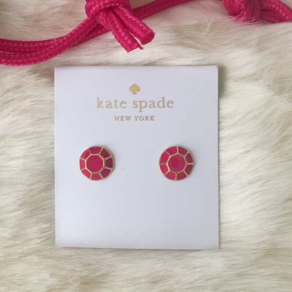 kate spade Jewelry - Kate Spade Pink & Gold Enamel Earrings ♠️